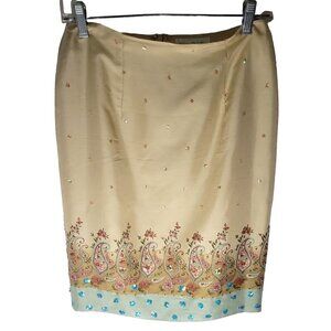 Silk Club Collection Silk‎ Skirt With Paisley Accents Size 6